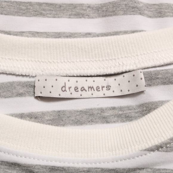 Dreamers Tie Front T-Shirt Gray White Striped Crewneck Short Sleeve Tee Size L - Picture 5 of 9